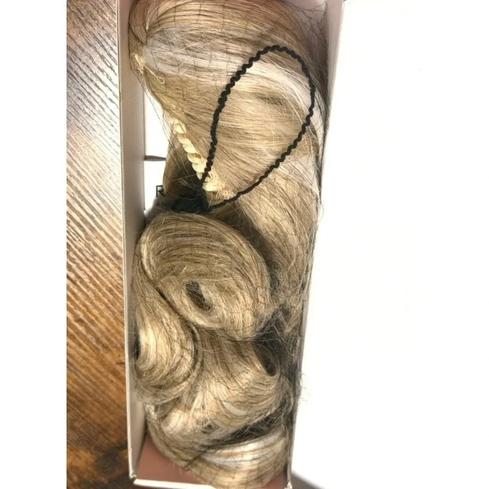 REECHO 24in Ponytail Extension Claw Clip Wavy Medium Blonde Highlights ZJ267